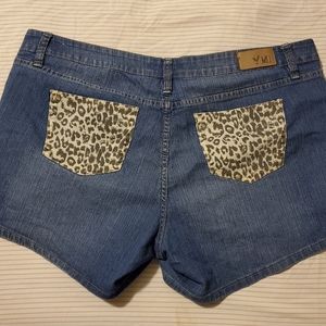 Blue Jean Shorts with Cheetah Print